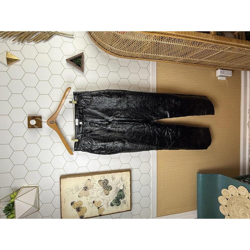 Wilfred by Aritzia Black Faux Leather High Waisted Straight Pants - Size - 10